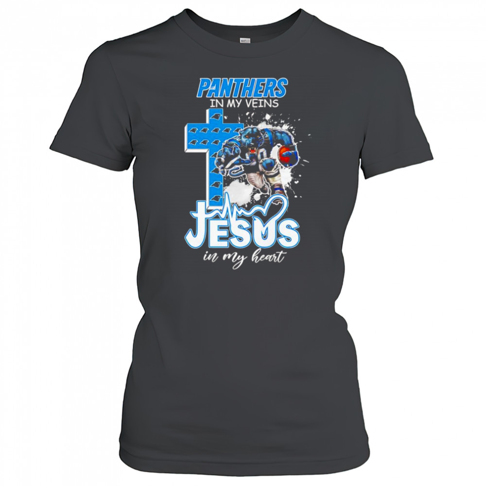Panthers in my veins Jesus in my heart mascot shirt