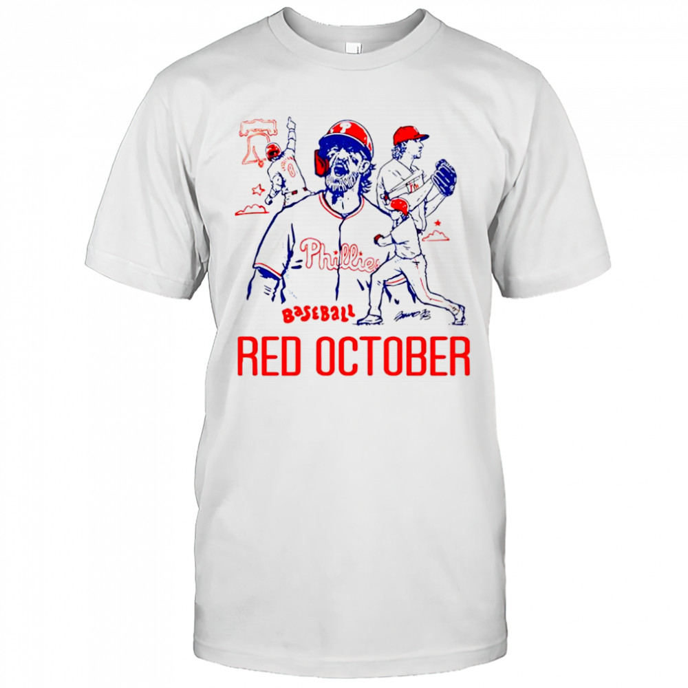 Philadelphia Phillies red october baseball player graphic Halloween shirt