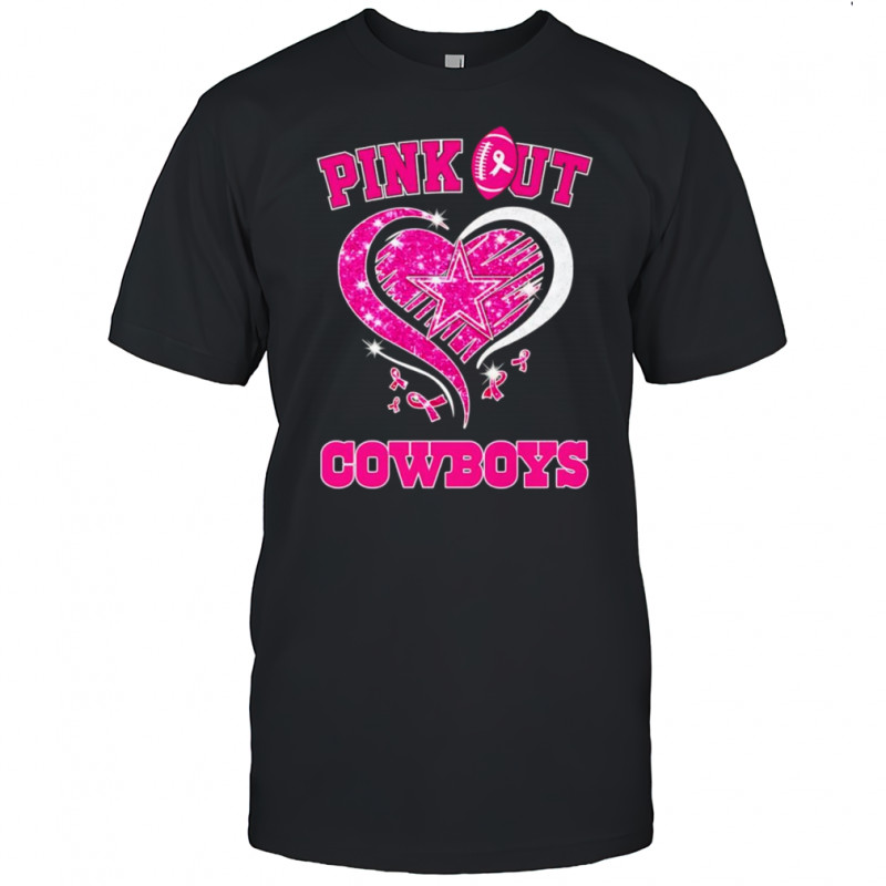 Pink out Dallas Cowboys Breast Cancer diamond heart shirt