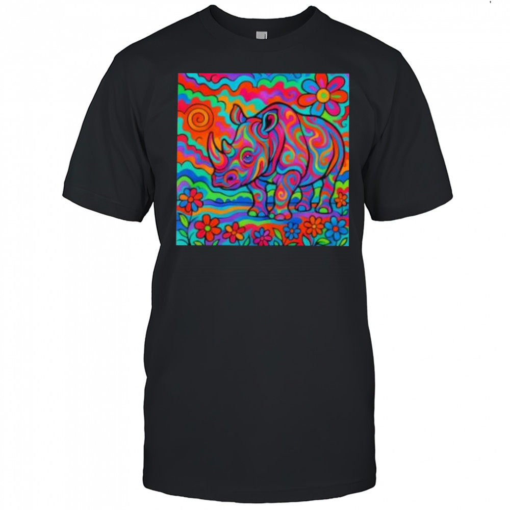 Rainbow Rhino Art Style shirt