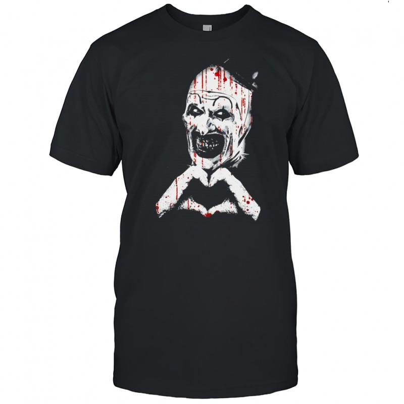 Scary horror clown creepy heart hands shirt