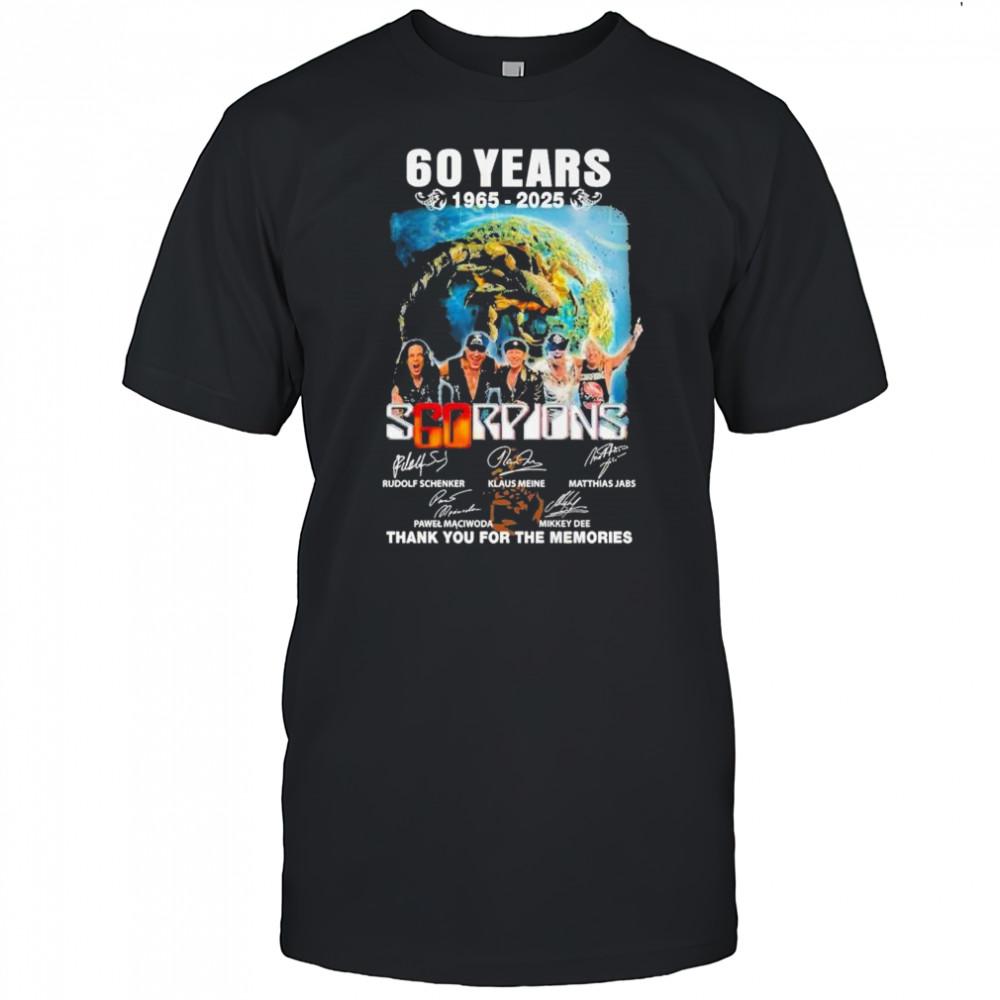 Scorpions 60 Years 1965-2025 Thank You For The Memories Signatures T-Shirt