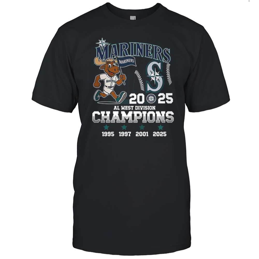 Seattle Mariners AL West Division Champions 2025 mascot skyline shirt
