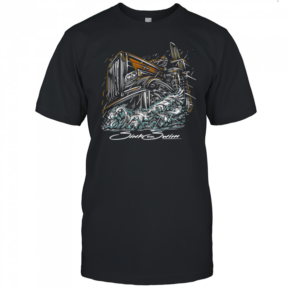 Sink or Swim tractor in the rain road transport shirt