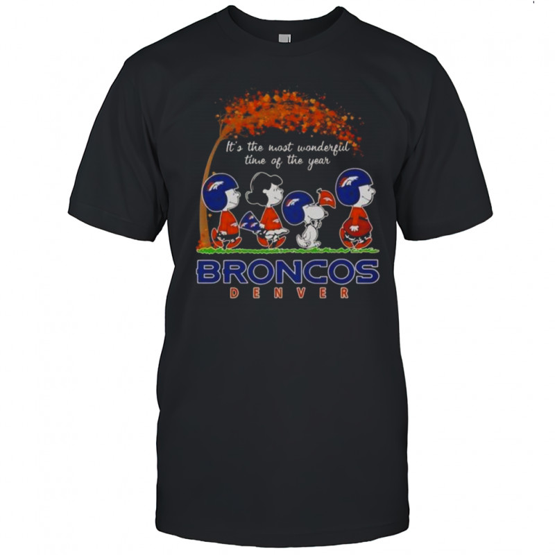 Snoopy And Friends X Broncos Denver Sports Team It’s The Most Wonderful Time Of The Year Autumn T-Shirt