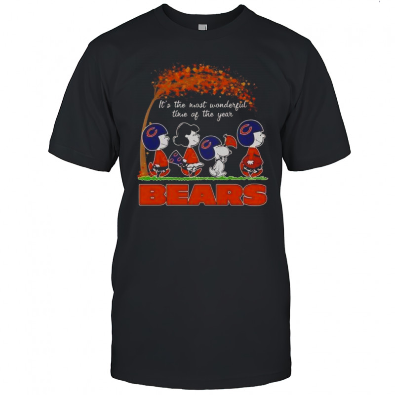 Snoopy And Friends X Chicago Bears Sports Team It’s The Most Wonderful Time Of The Year Autumn T-Shirt