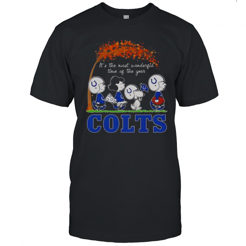 Snoopy And Friends X Indianapolis Colts Sports Team It’s The Most Wonderful Time Of The Year Autumn T-Shirt