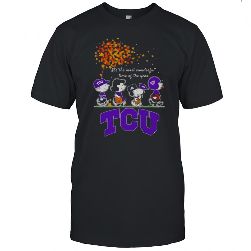 Snoopy And Friends X Tcu Horned Frogs Sports Team It’s The Most Wonderful Time Of The Year Autumn T-Shirt