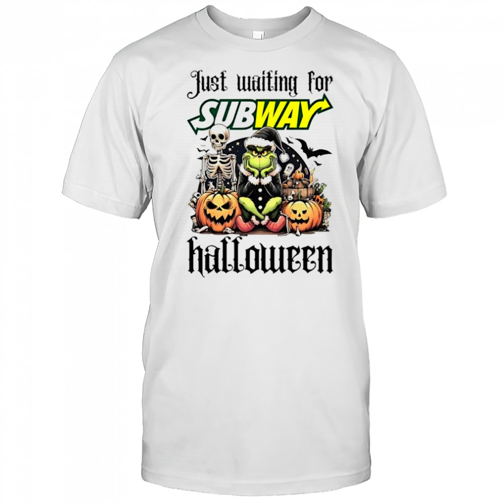 Subway Grinch just waiting for Halloween goth graphic shirt