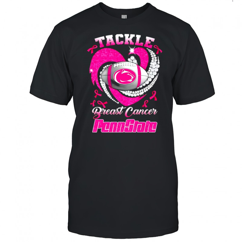 Tackle breast cancer Penn State Nittany Lions football heart pink ribbon shirt