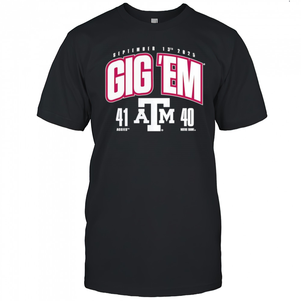 Texas A&M Aggies vs Notre Dame Fighting Irish 2025 score shirt