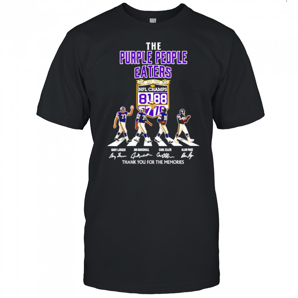 The Purple People Eaters Minnesota Vikings NFL Champs thank you for the memories shirt