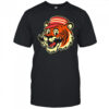 Tiger Face Mustache Red Striped Hat Cartoon shirt