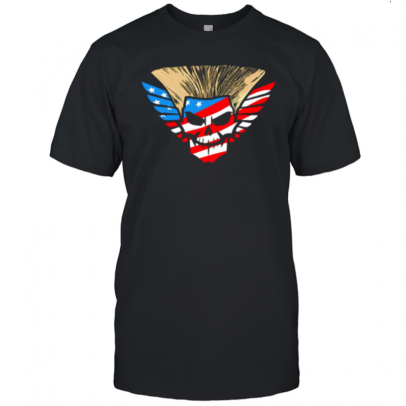 Usa camo skull American flag wings and mohawk shirt