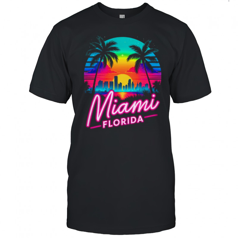 Vintage Miami Beach Retro City Florida Vacation Sunset shirt