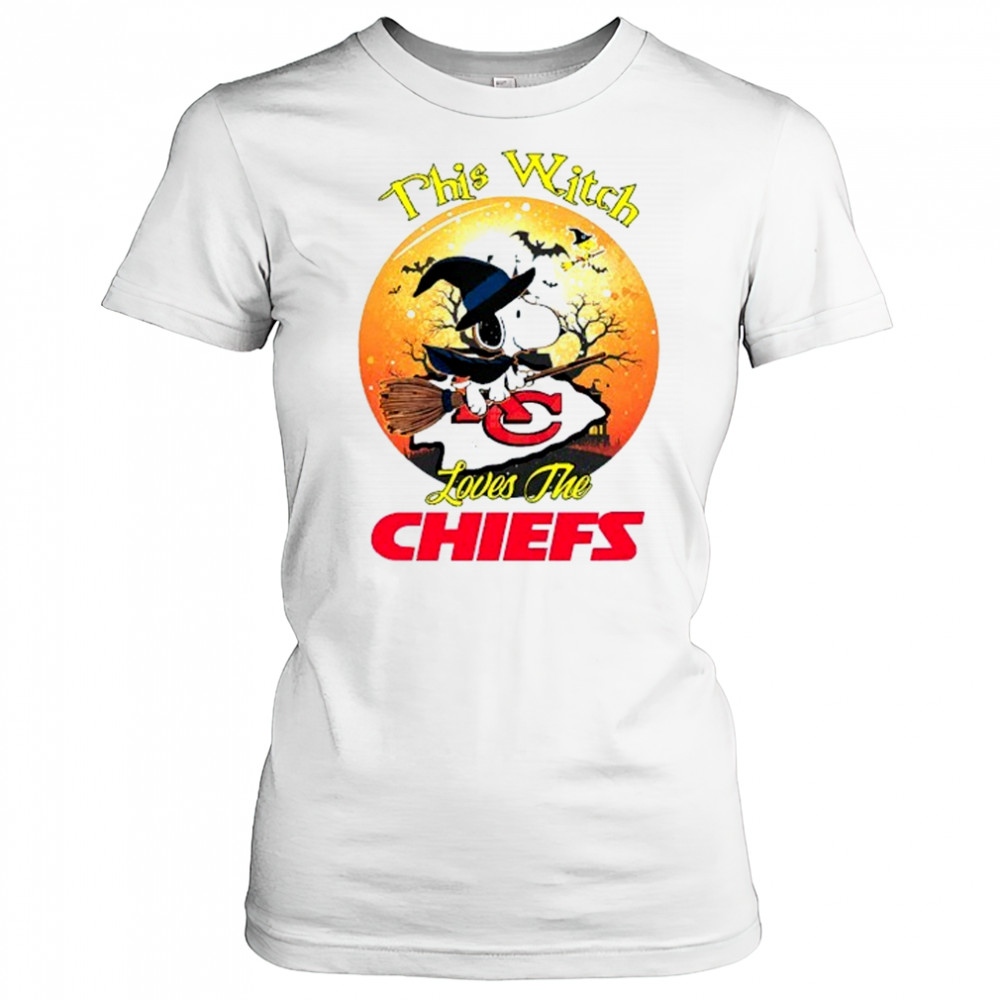 Witch Snoopy this witch loves the Kansas City Chiefs halloween shirt
