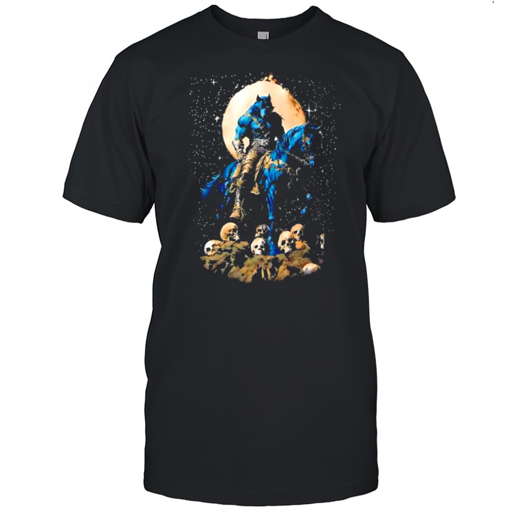 Wolf on horse skull shirt