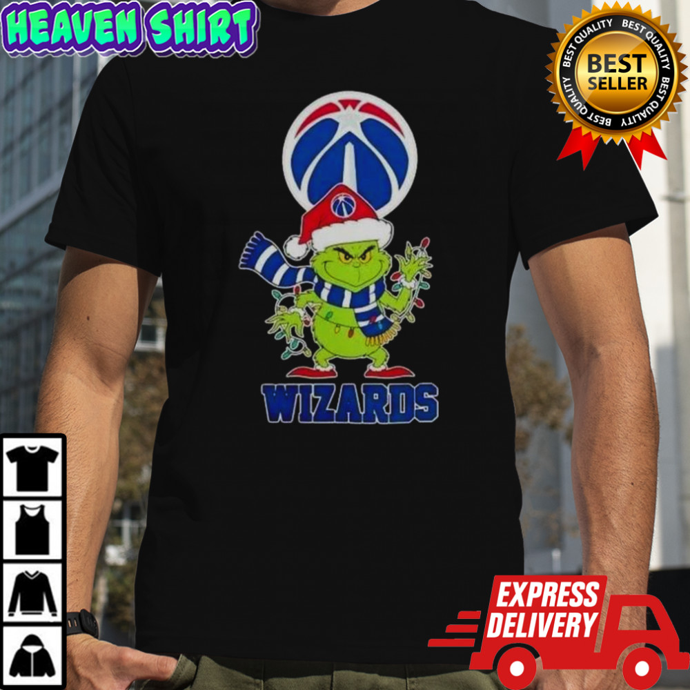 2025 Washington Wizards Christmas Grinch Santa Hat Holiday T-Shirt
