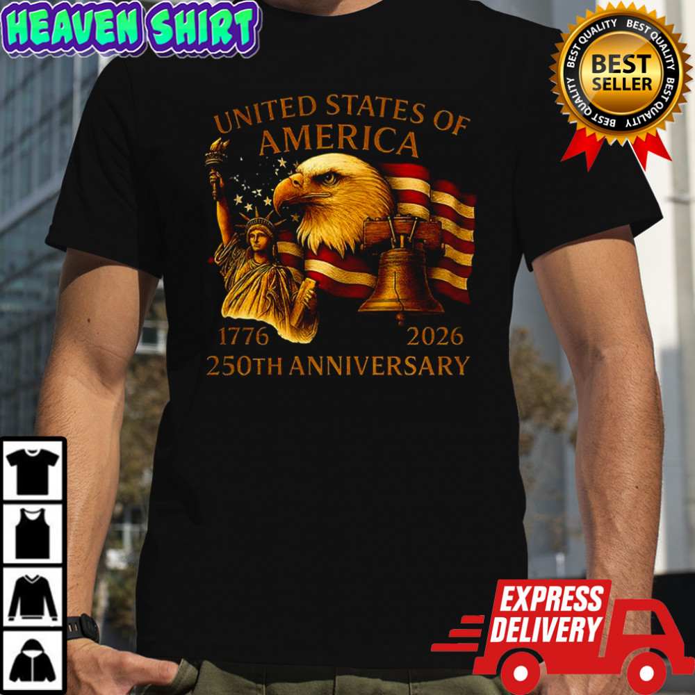 250 years anniversary USA Statue of Liberty Bald Eagle and Liberty Bell shirt