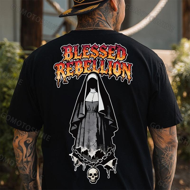 BLESSED REBELLION Evil Nun Print Men's T-shirt