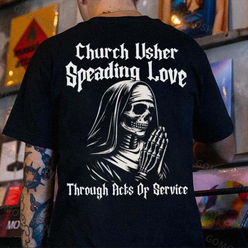 Church Usher Spreading Love Through Acts Of Service Skeleton Nun Print Men's T-shirt