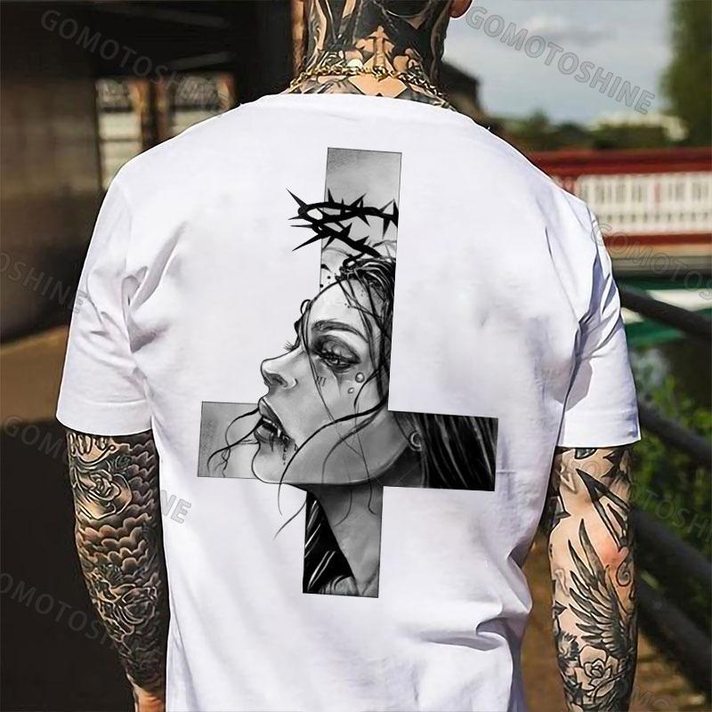 Crucifix Thorn Hopeless Lady Print Men's T-shirt