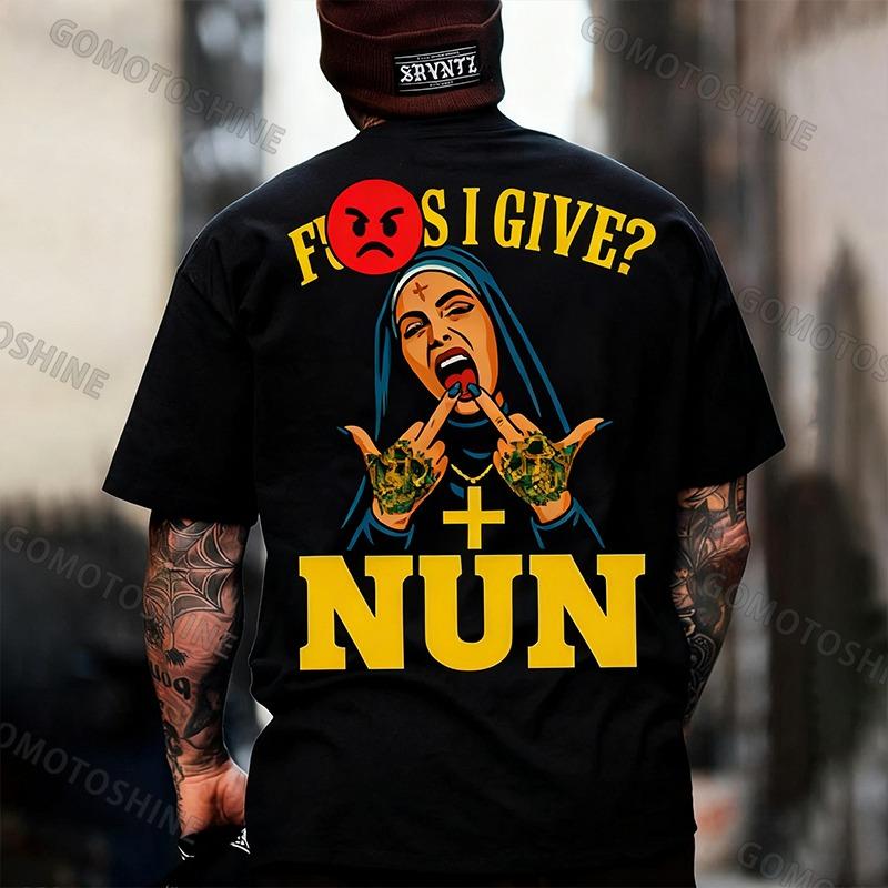FUCK I GIVE NUN Defiant Nun Print Men's T-shirt