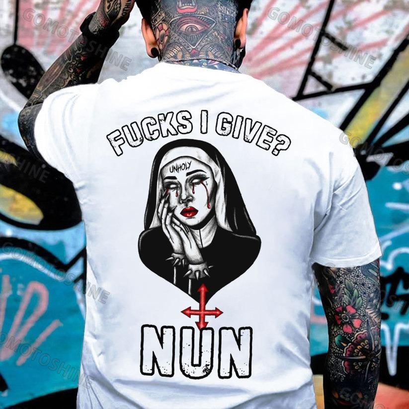 FUCKS I GIVE NUN Bleeding Nun Print Men's T-shirt