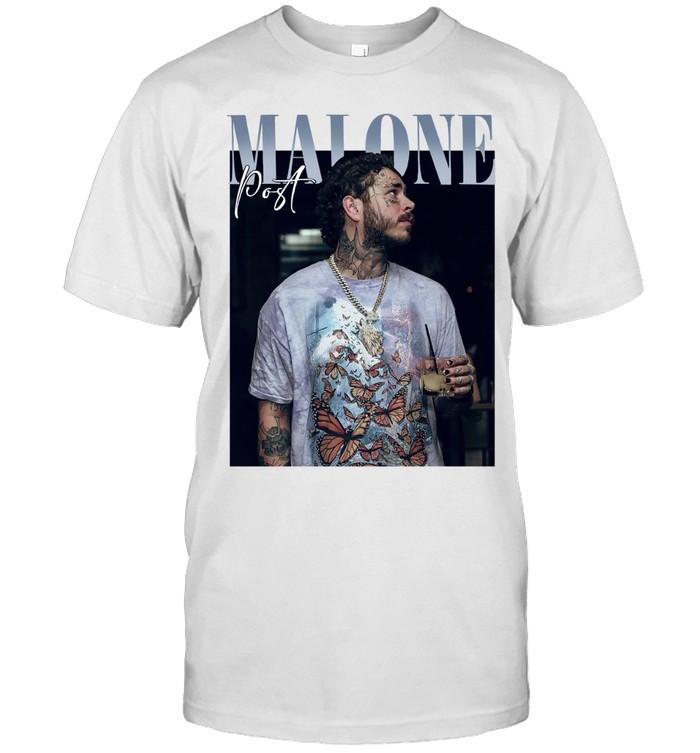 Post Malone Butterfly Art Portrait White T-Shirt