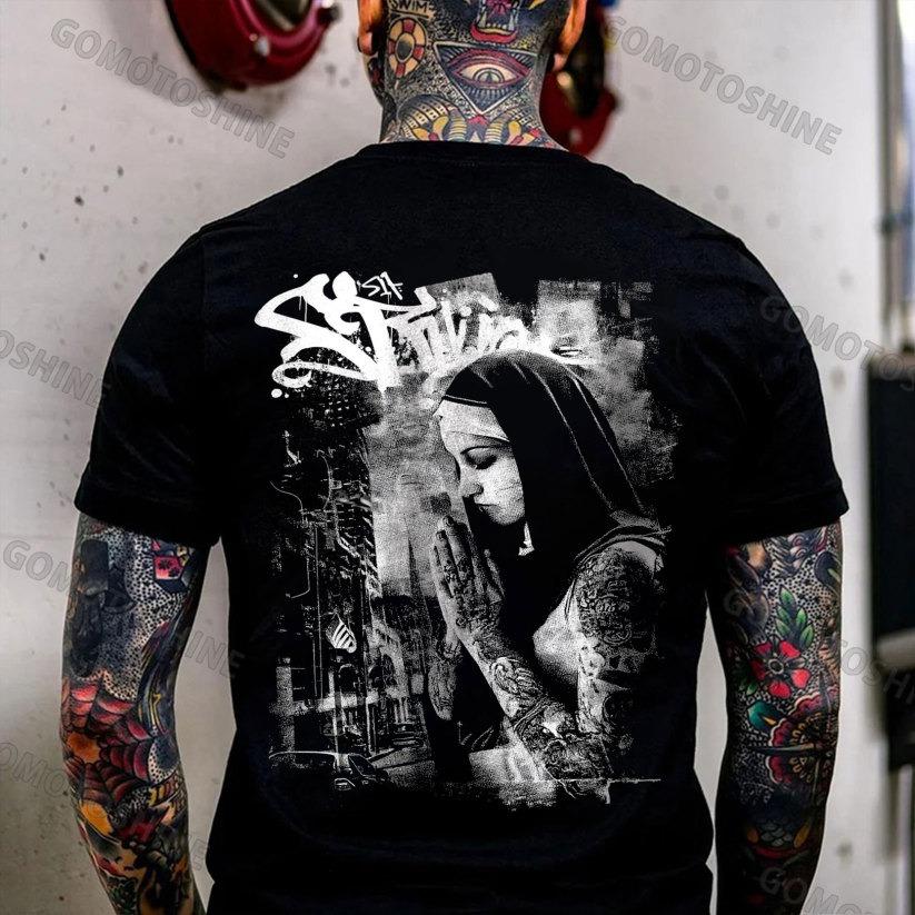 SINNER Praying Nun Print Men's T-shirt