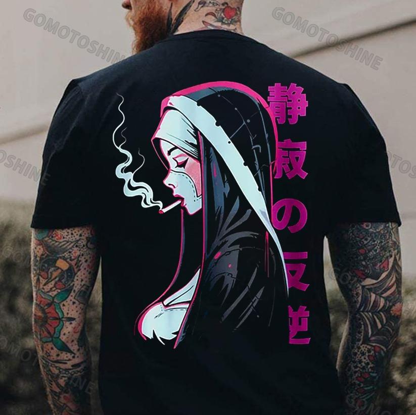 Smoking Nun Japanese Print Men's T-shirt
