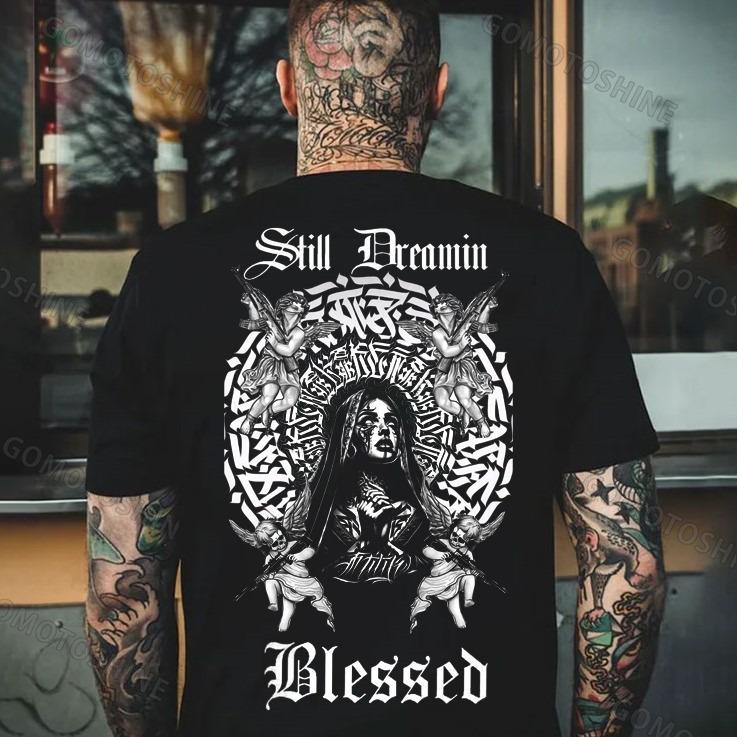 Still Dreamin Blessed Gangster Angel Runes Nun T-shirt