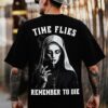 TIME FLIES REMEMBER TO DIE Smoking Nun Print Men's T-shirt