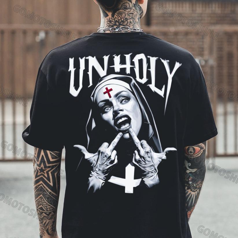 UNHOLY Defiant Old Nun Print Men's T-shirt