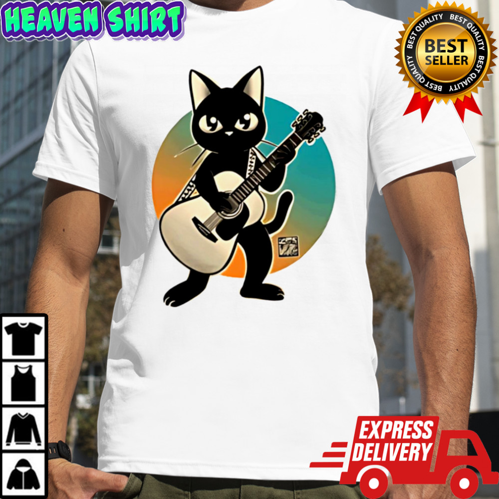 Acoustic guitar Black Cat T-shirt