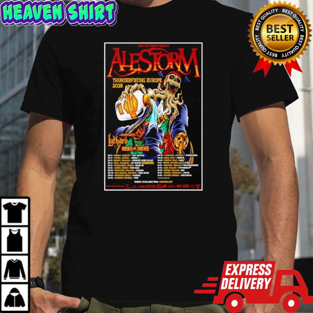 Alestorm Thunderfisting Europe 2025 Tour Poster Shirt