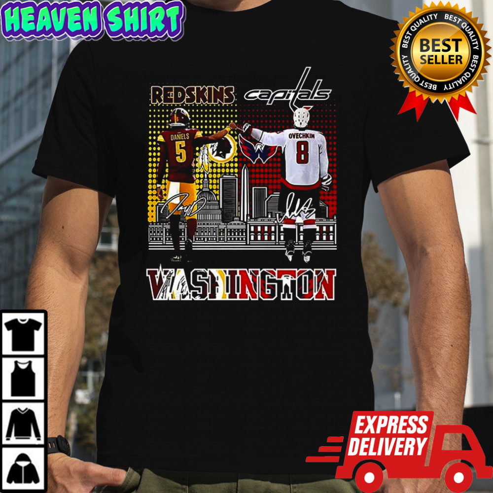 Alexander Ovechkin Washington Capitals and Jayden Daniels Washington Commanders signature shirt