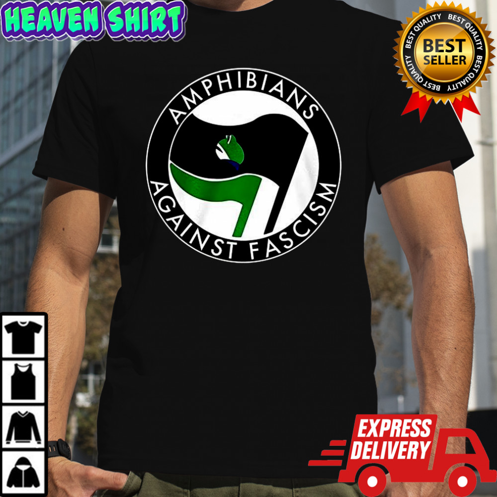 Amphibians Against Fascism frog flag shirt