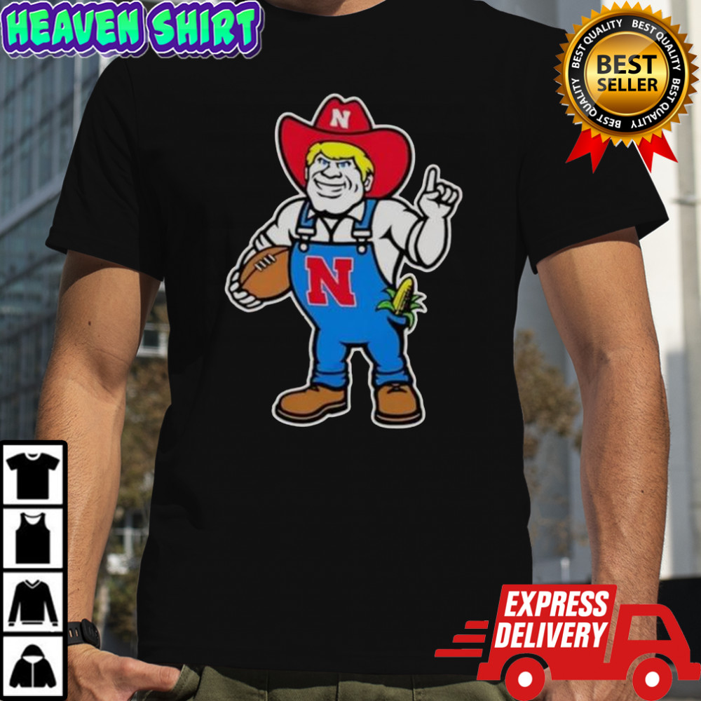 Andrew Whitworth Ryan Fitzpatrick Wearing Nebraska Huskers Herbie Mark Mascot T-Shirt