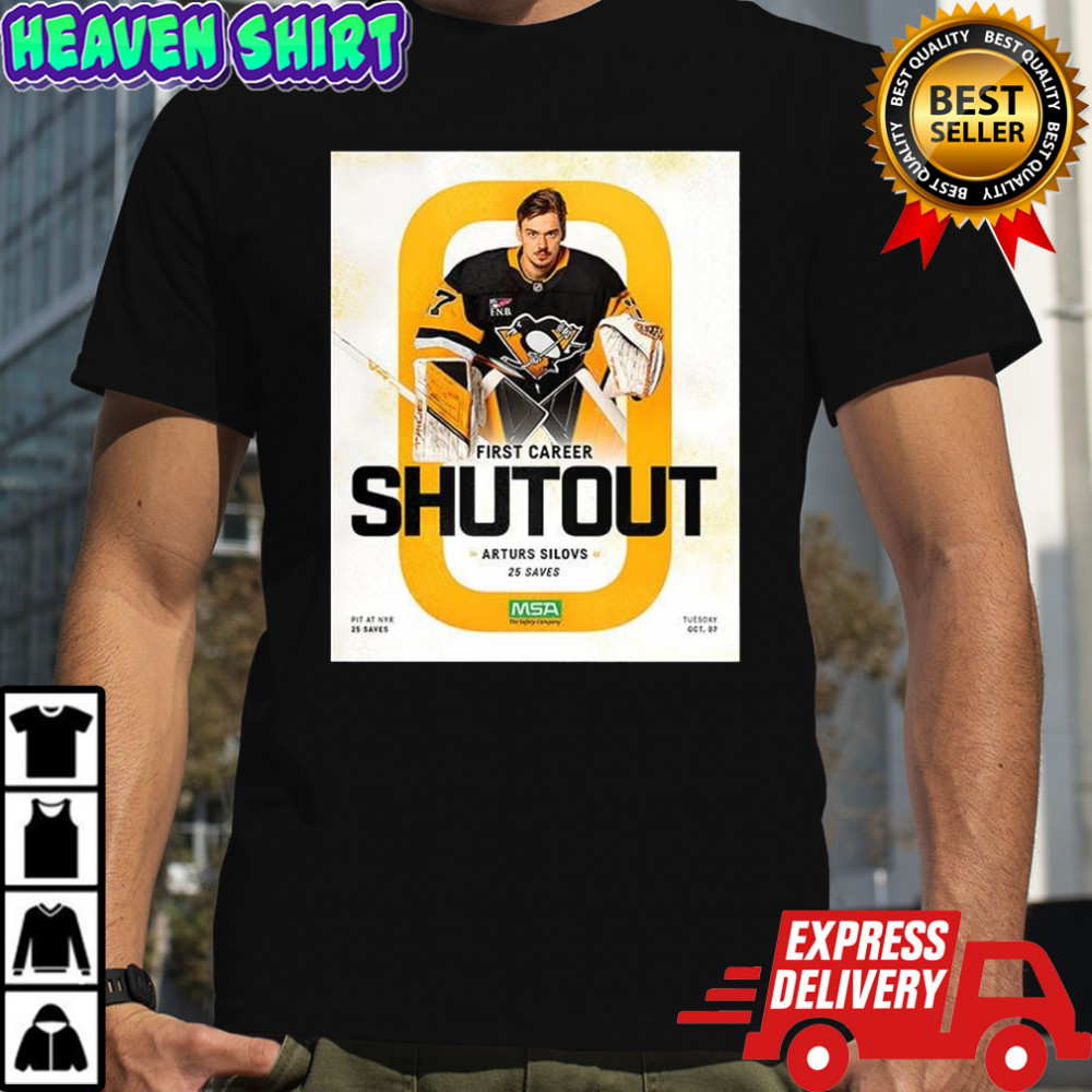 Arturs Silovs Pittsburgh Penguins first career shutout shirt