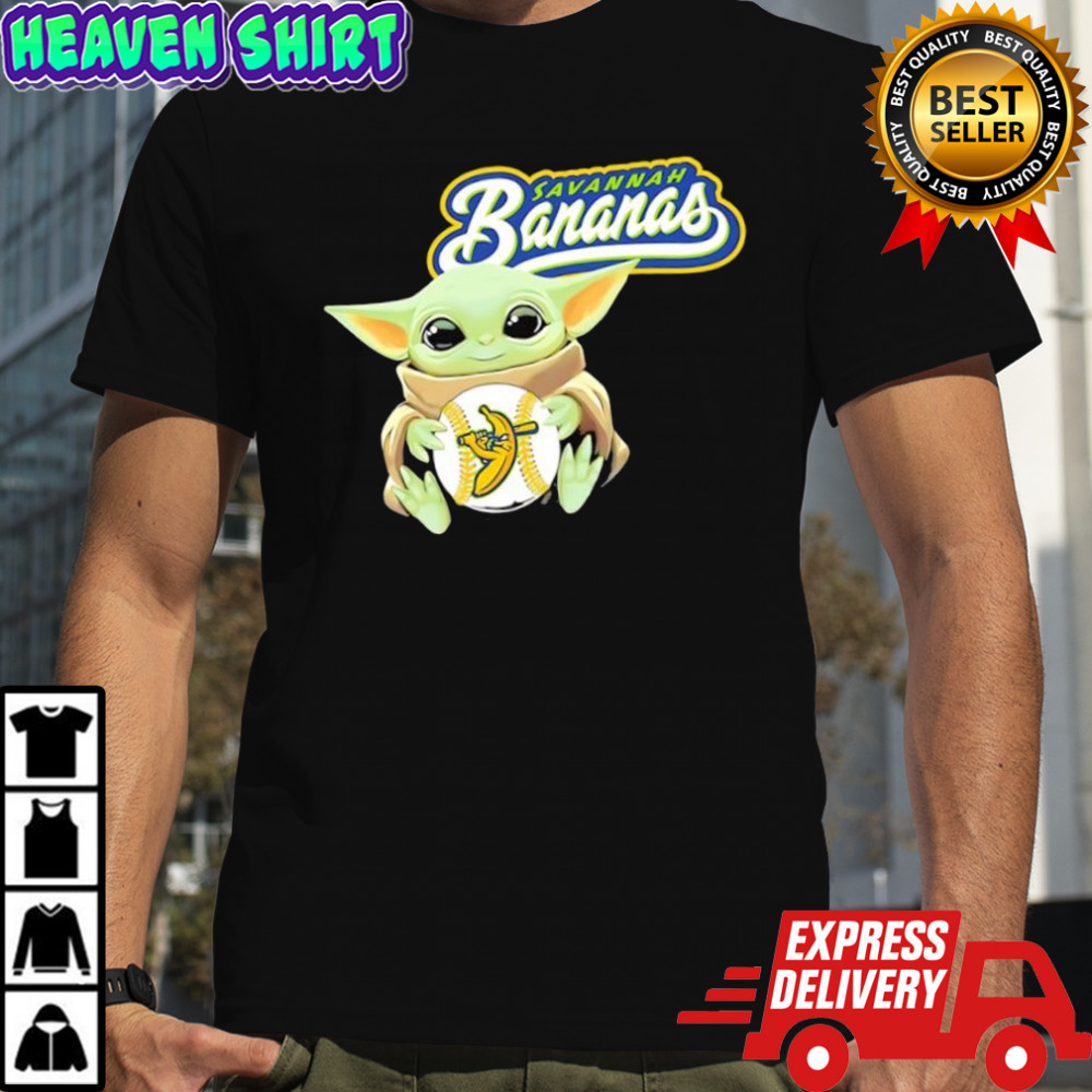 Baby Yoda with Savannah Bananas baseball team shirt