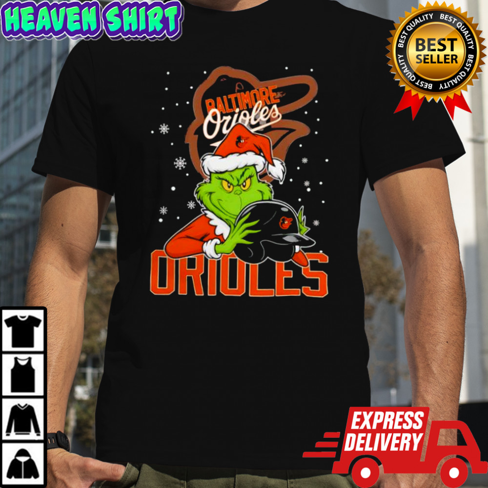 Baltimore Orioles Christmas Grinch Helmets Baseball Logo shirt
