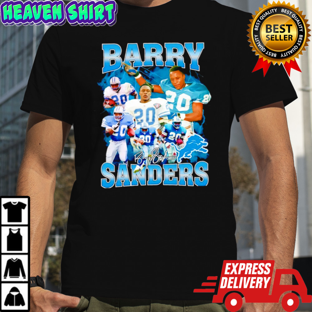 Barry Sanders Detroit Lions signature logo shirt