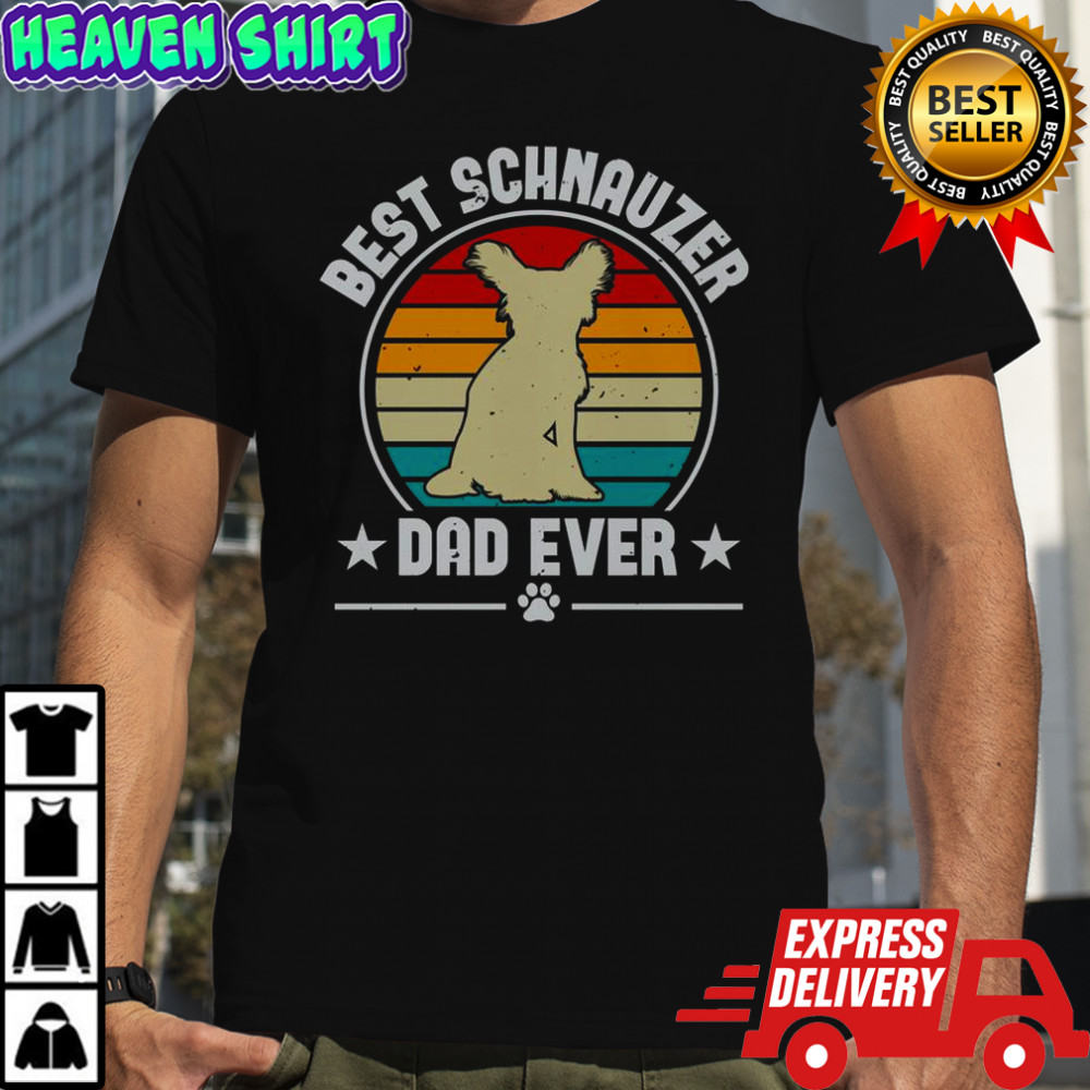 Best Schnauzer Dad Ever Vintage Retro Sunset T-Shirt