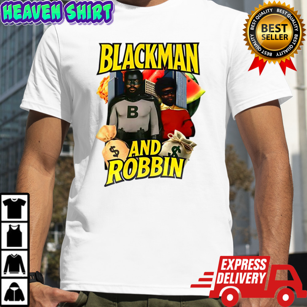 Blackman and Robbin Batman superhero parody shirt