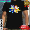 Bluey and Bingo wearing Savannah Bananas logo shirt