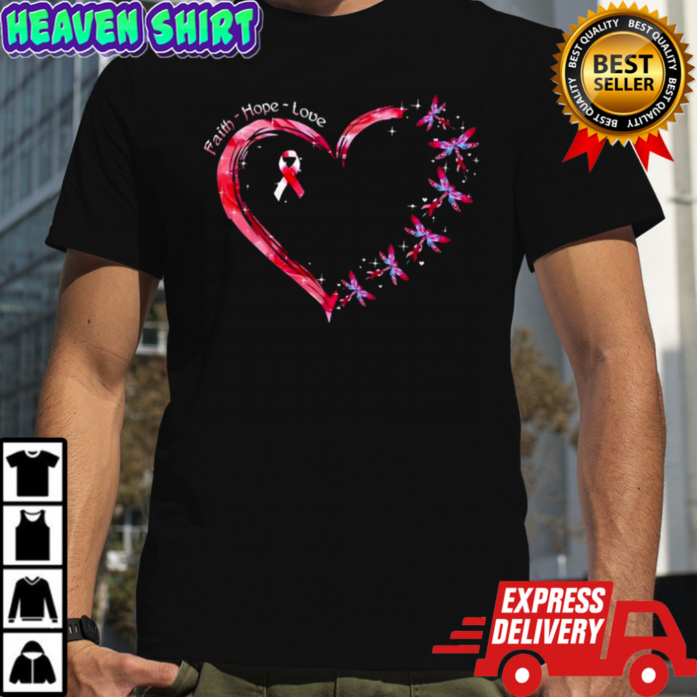 Breast Cancer Heart Dragonflies Awareness shirt