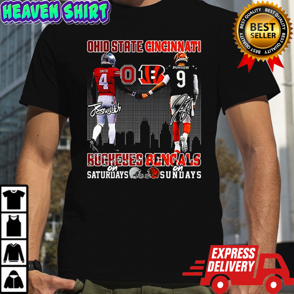 Brian Smith Ohio State Buckeyes on saturdays and Joe Burrow Cincinnati Bengals on sundays signature shirt