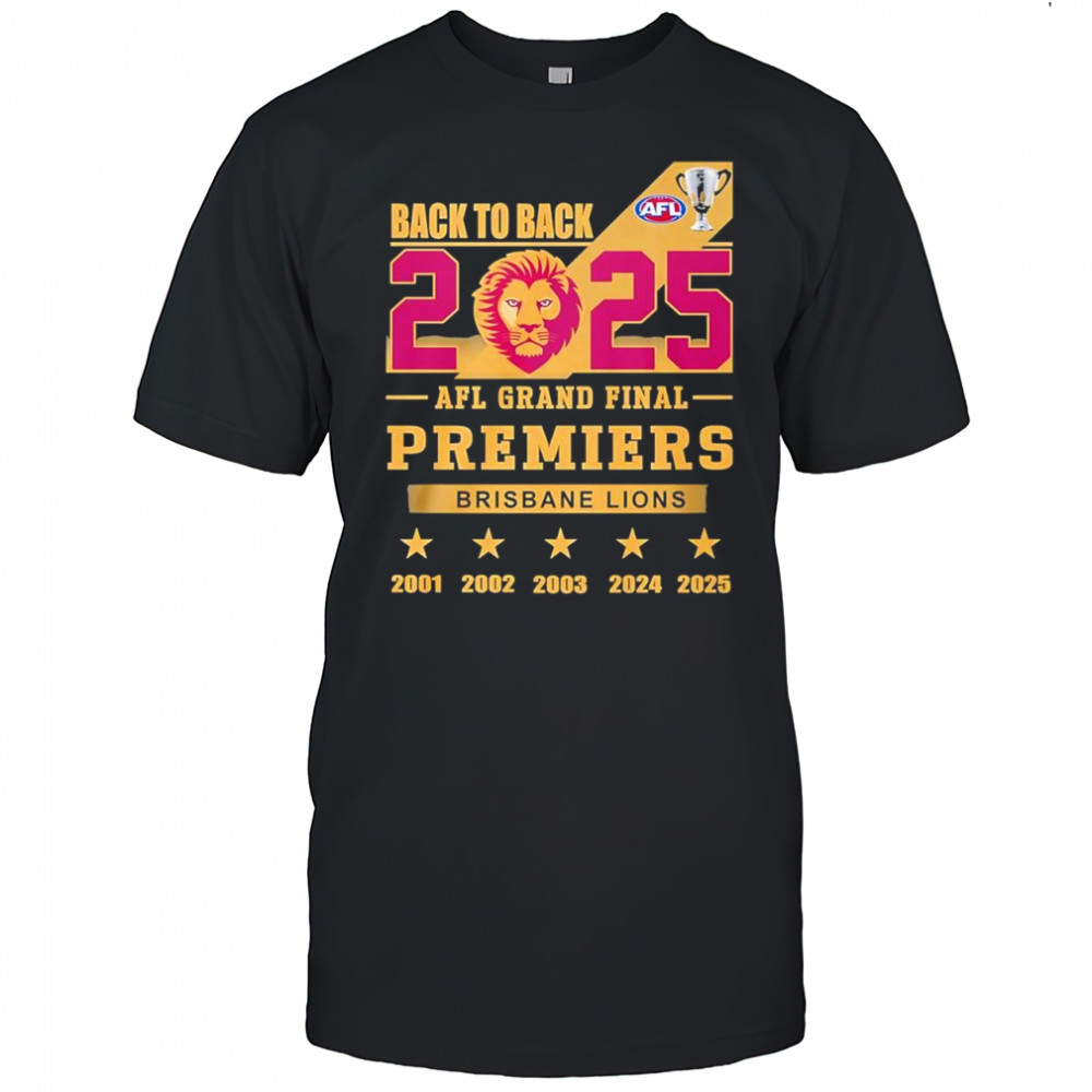 Brisbane Lions back to back AFL Grand Final Premiers 2025 logo shirt