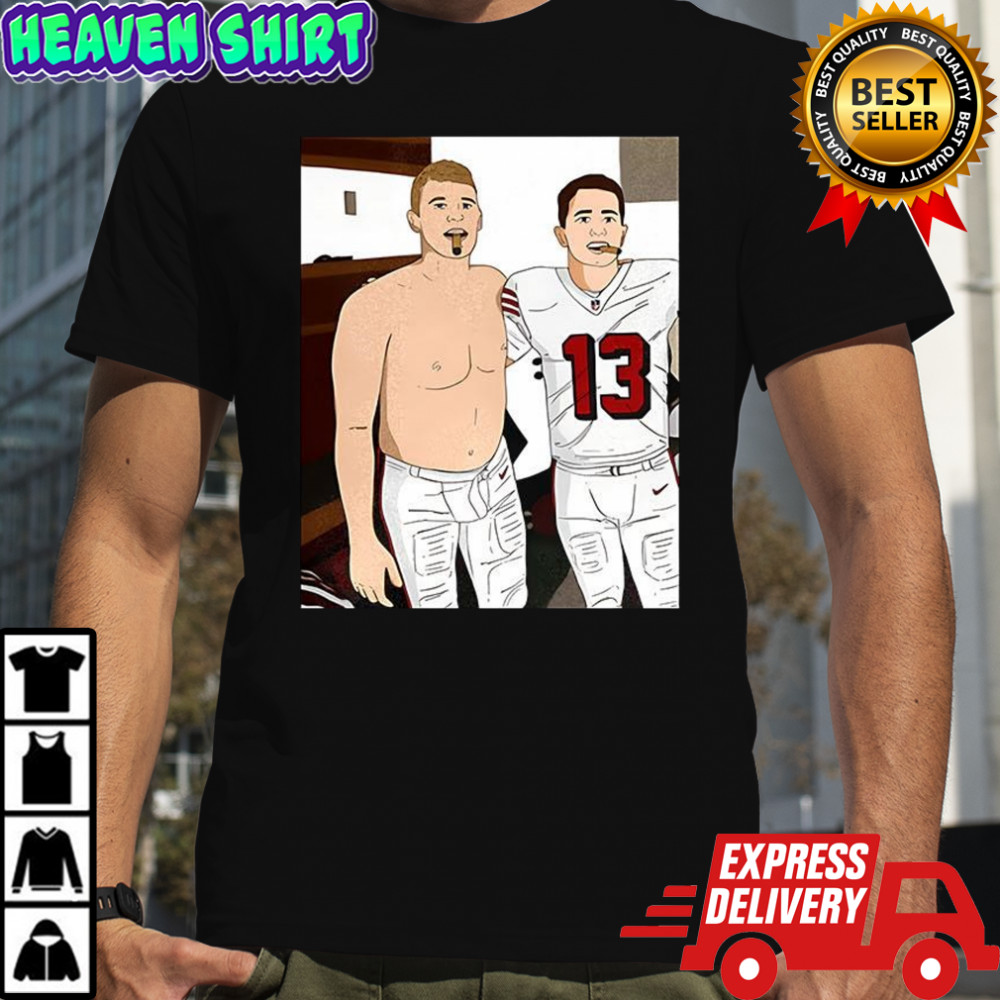 Brock Purdy and Mac Jones San Francisco 49ers football player graphic shirt
